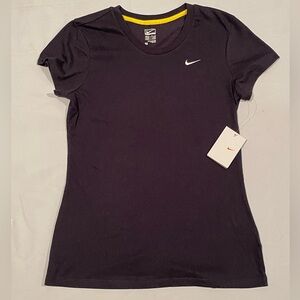 Nike Black Short Sleeve Performance Tee with White Stitched Swoosh